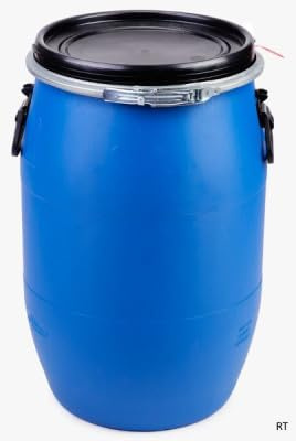 60 Liter Deckelfass Kunststofffass mit Spannverschluss Sonderangebot | Universalfass | Futtertonne | Lagerfass Campingfass Transportfass Düngerfass Regentonne | Stapelbar | IKG Gütezeichen | Blau