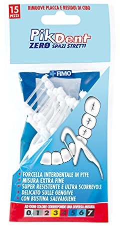 Pikdent Zero Spazi Stretti - Forcelle Interdentali con nastro in PTFE - Comode Come Lo Stuzzicadenti, Efficaci Come il Filo Interdentale - 15 Forcelle
