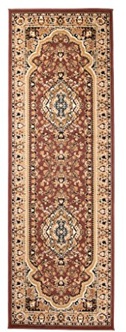 Carpeto Teppich Flur 100x250cm Braun Klassisch Traditionell Weich Kurzflor | Teppich für Eingangsbereich Büro Küche Wohnzimmer Schlafzimmer Pflegeleicht Tierfreundlich Allergikerfreundlich Synthetisch