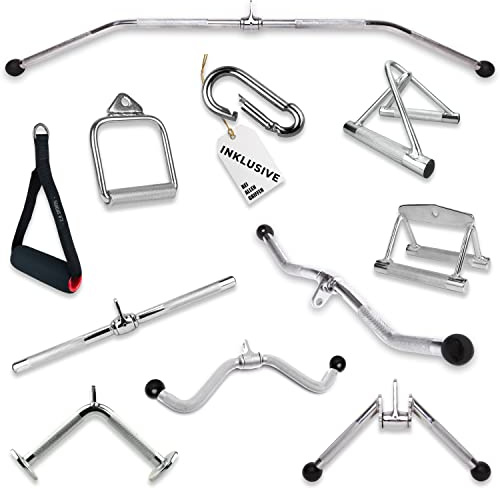 C.P. Sports Einhandgriff/Parallelgriff/Trizepsgriff/Bizeps-Trizeps Stange/Latzugstange/ + 1 Karabinerhaken für Bodybuilding Krafttraining Fitness Training Gym Sport