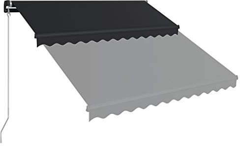 Tidyard Tenda da Sole Retrattile Manuale Antracite/Blu e Bianco con LED,Tenda da Sole da Parete,Tenda Esterno Sole,Tenda Balcone,Tenda Sole Esterno,Tenda da Sole Esterno 300x250 cm/400x300 cm