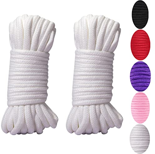 WYMAODAN Weichbaumwollseilschnur, 2 STÜCKE 10 M / 8 MM Allzweckseil Bastelseil Dicke Baumwollschnur (Weiß)