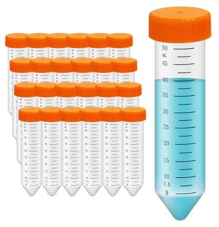 vdha Tubes à Centrifuger Coniques 50 ML, 25 Tubes à Essai en Polypropylène, Bouchons à Vis Étanches, Récipient en Plastique avec Gradué, Installation Facile et Facile à Utiliser