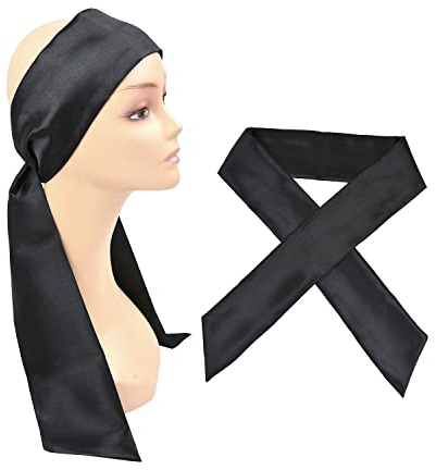 Bandeau Bord Satiné Bandeaux Mode pour Femmes pour Lace Front Fixe Perruque, Facial, Yoga, Sport (1 pcs, Noir)