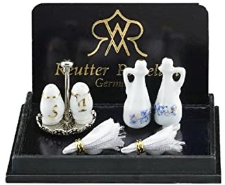 Reutter Porzellan - Salz- und Pfefferstreuer, Miniatur im Maßstab 1:12, Keramik, weiß oder helles Pastell, Rund, Porzellan