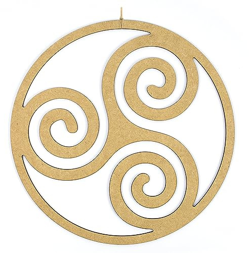 CONTRAXT Keltisch triskele wanddeko aus holz. Mandala boho vintage wand esoterik geschenke wanddeko wohnzimmer holz retro Spirituelle deko zen meditation schlafzimmer nicht-metall (Triskele, MDF)