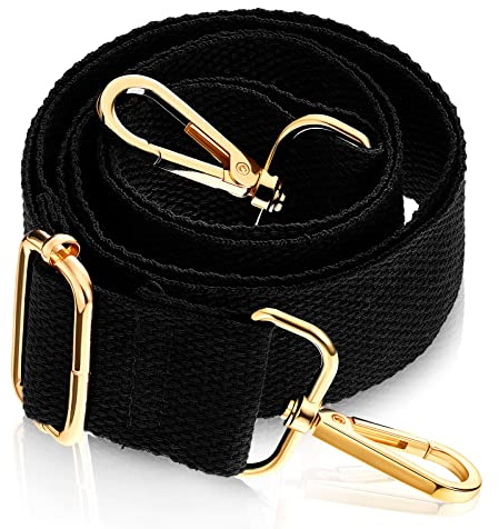 Weewooday Breiter Handtaschen Gurt Ersatz Schulter Gepäckgurt Einfarbiger Umhängetaschen Riemen Verstellbarer Tasche Gürtel mit Gold Hardware für Herren und Frauen (Schwarz, 1,5 Zoll)
