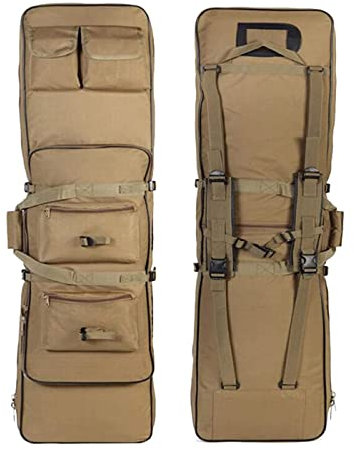 Doppel Waffentasche Gewehrtasche Langwaffentasche Double Rifle Bag Mit Weich Gepolstertem Schutz mit Justierbarem Schultergurt für Langwaffen Luftgewehr Gewehr Jagd,Braun,120cm