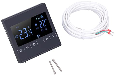 Natudeco Termostato Touch Screen 16A Doppio Controlloa Temperatura Design Termostato Elettrico per Riscaldamento a Pavimento Termostato Domestico Intelligente per Home Office AC85V-240V