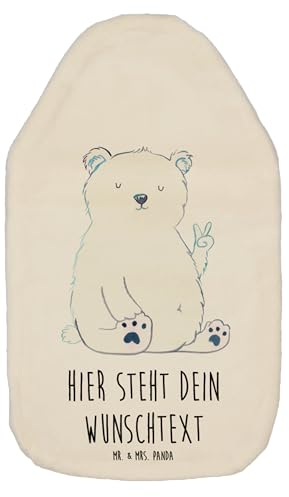 Mr. & Mrs. Panda Personalisierte Wärmflasche Eisbär Faul - Weiß