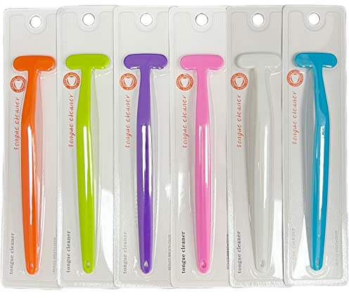 6 Pack Tongue Scraper, Plastic Tongue Cleaner Brush for Adults Tongue Scrubber for Better Breath Dental Oral Care Supplies
