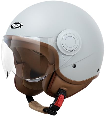 YEMA Helmet DW-631 Casco Jet Scooter ECE 3/4 Casco Medio para Hombre Mujer (Gris, M)