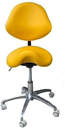 NUNETH Sattelhocker Sattel, Der Ergonomischen Drehschemelstuhl Rollt, Professioneller Bürostuhl-Sattelhocker mit Robustem Metallgestell, Studio Hydraulischer Rollhocker (Color : Yellow)