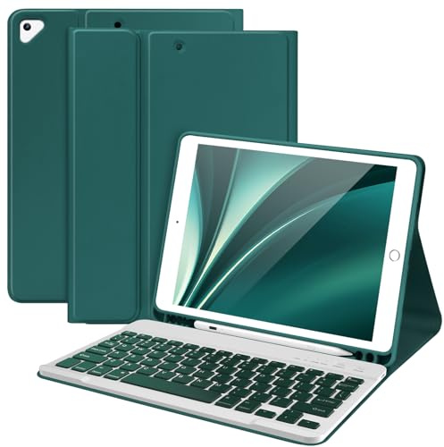 Funda de teclado para iPad de 10.2 pulgadas, 9ª generación 2021/8ª generación 2020, funda para iPad 10.2 7ª 2019, teclado Bluetooth inalámbrico para iPad Air 3 (3ª generación)/iPad Pro de 10.5