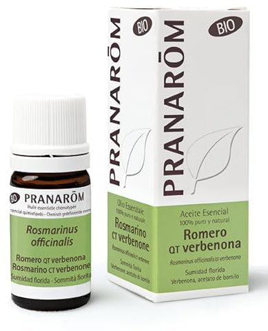 Pranarôm - Olio Essenziale Bio - Rosmarino CT Verbenone Sommita Fiorita - Purificante & riparatore - OECT - 5 ml | Digestion et transit Respiration et ORL
