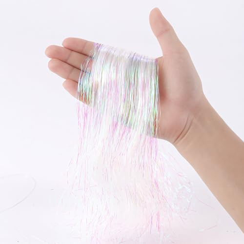 JXITON 3000pcs Christmas Icicle Tinsel,18in Iridescent Foil Fringe Tinsel Strand Icicle Tinsel Christmas Tree Tinsel for Christmas Holiday Decor Birthday Supplies