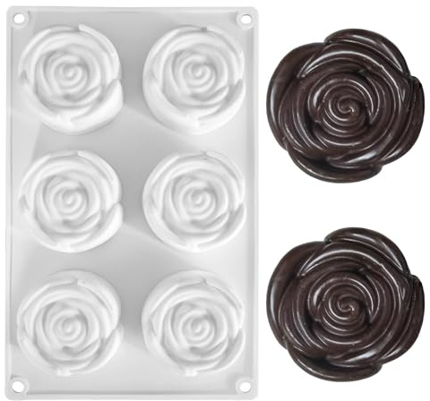 SEABABOO Moule À Gâteau En Silicone Rose 26.8 x 17 x 2.5 cm Moule En Silicone Forme De Fleur Moule À Gâteau En Forme De Rose Moules De Cuisson Antiadhésif pour Cheesecake Brownie Tartes Flan