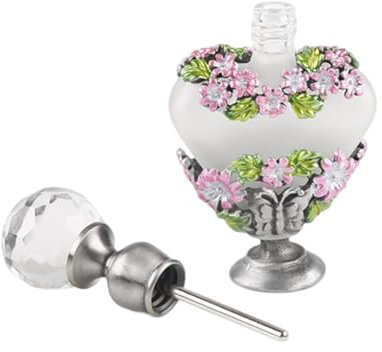 Botella de perfume vacía vintage |, botella de perfume antigua, botella de perfume vacía vintage, botella de esmalte de vidrio con flores estilo vintage - regalo, botella de perfume vacía vintage, bot