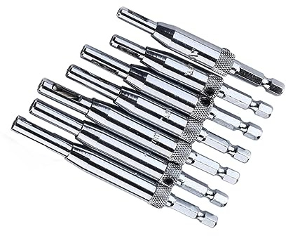 DOITOOL 7 Pcs Door Hinge Drill Bit Set, Precisely Positioned Woodworking Drill Bits with Automatic Chip Discharge, 7 Sizes for Hinges and DIY Wood Hole Drilling