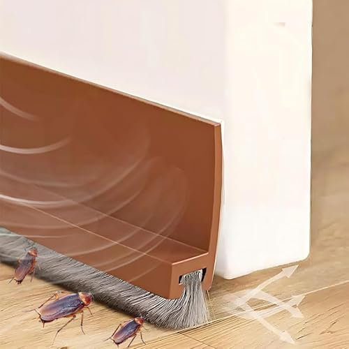 Vingspina 100cm Braun Zugluftstopper für Türen Bürste, Dichtungsband für Türen, Türdichtung Bürste Selbstklebend, Türdichtung Türbürste Abdeckleisten Bürstendichtung Dichtung, (brown)