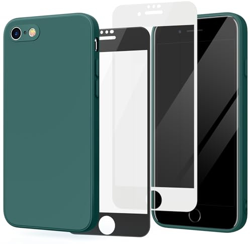 AK 3 in 1 Handyhülle für iPhone SE 2020 / iPhone 8/7 / iPhone SE 2022 mit 2 Panzerglas, Silikon Hülle mit Stoßfestem Mikrofaserfutter Schutzhülle für iPhone 8/7/SE 4,7