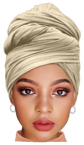Kesfey Head Wrap Classic Beige Headscarf Soft Hair Wrap Women's Large Headband Headwrap Breathable Lightweight Turban for Beach Date Wedding