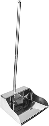 CIYODO Pelle à Poussière en Acier Inoxydable Épaisse Argentée sans Se Baisser pour Nettoyage Maison, Résistante la Rouille, Pratique et Simple