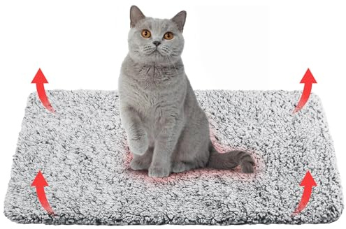 Luvore Selbstheizende Decke für Katzen & Hunde, Haustiere Wärmematte, Wärmedecke Ohne Strom Flauschig und Weich Katzenbett Waschbar 48x70cm