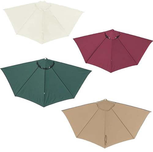 KPEGAXS 2.5m 3m Mezzaluna Telo di Ricambio per Ombrellone 5 Costole Copertura di Ricambio, Tettuccio Superiore per Ombrello da Mercato Ombrellone da Spiaggia(White,9.8ft/3m)
