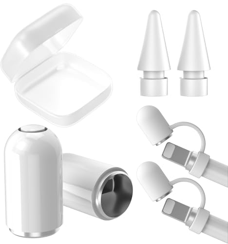 AIAUXAI Tapón magnético *2 puntas *2 Tapa protectora para bolígrafo *2 Accesorios para Apple Pencil 1 Generación Blanca