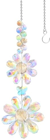 Crystal Sunflower Suncatchers Hanging Ornaments, Glistening Flower Sun Catchers for Windows, Sun Catcher Crystals, Window Rainbow Maker with Prisms for Living Room, Garden, Kids Room