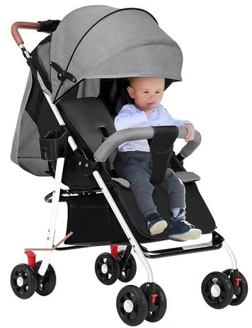 BEOSIOR Lightweight Stroller, Baby Pushchair, Compact Travel Buggy, One Hand Foldable, Upgraded Wheels, Four Seasons Stroller, Rain Cover