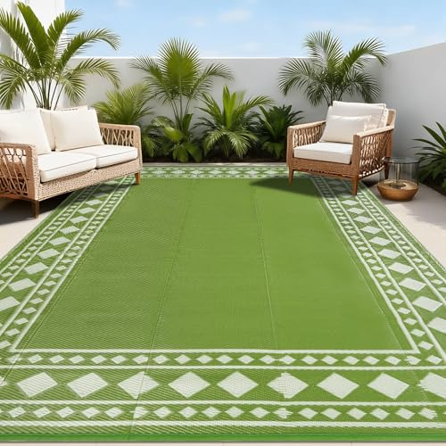 Homcomodar Tappeto da esterno resistente agli agenti atmosferici, 180 x 270 cm, reversibile, permeabile all'acqua, tappeto in plastica per campeggio, terrazzo, giardino, tenda da campeggio, picnic