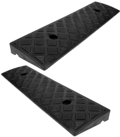 YOSADIER Rampa Gomma per Marciapiede 2 Pezzi in Plastico Nero Resistenza alla Pressione e Antiscivolo, per Soglia Auto, Bici e Uso Interno ed Esterno
