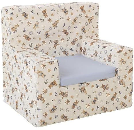Creaciones Llopis Sillón Infantil Cuadrado para Niños y Niñas, Desenfundable, Fabricado en España (Ositos Marinero)