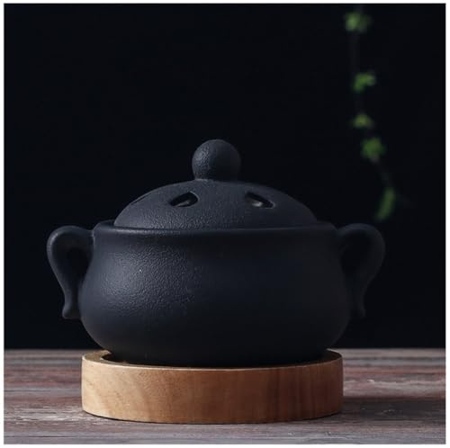 Bruciatore Di Incenso Elettrico In Ceramica Con Timer Regolabile, Turibolo For Incenso Ad Alta Temperatura Da 1300 ℃, Bruciatore Di Aromaterapia Elettrico(Matte black)