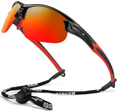 Bircenpro Polarised Sports Sunglasses for Men: TR90 UV400 Protection Cycling Glasses Lightwight for Running Fishing Golf