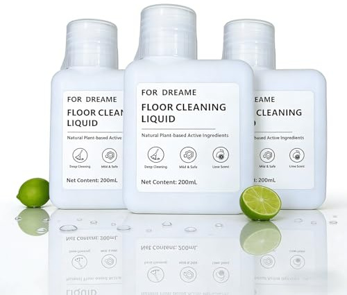 Compatible avec Dreame X50/X30/X40 Ultra Solution de Nettoyage for Robot Serpillière 200ml à Base de Plantes Ratio 1:200 Parfum Citron Vert Nettoyant for Sols Durs(3 bottle)