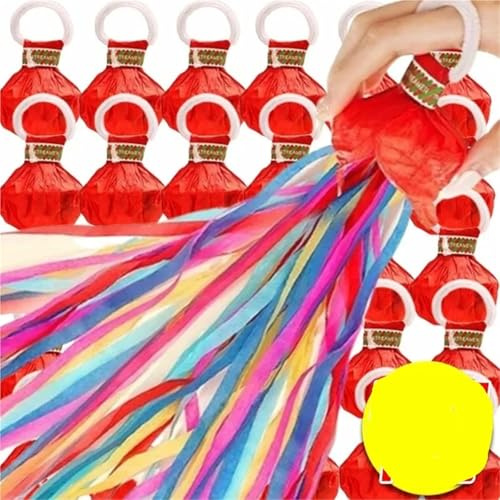Hand Throw Confetti Poppers 20 Pcs Party Streamers Popper Confetti Hand Throw Paper Crackers Magic Ribbon Wedding Birthday Streamer Decor