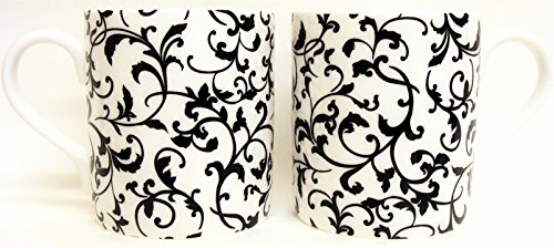 fromeuropewithlove Venetian Mugs Set of 2 Fine Bone China Balmoral Venetian White Mugs Hand Decorated in the UK Free UK Delivery
