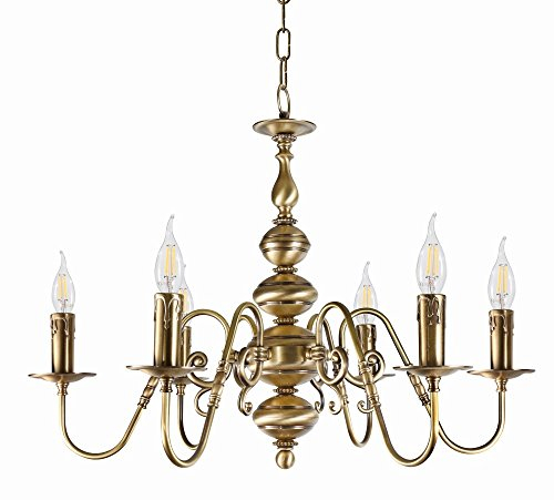 Licht-Erlebnisse Premium Kronleuchter Hängeleuchte aus Messing Jugendstil E14 bis 60W 230V Esszimmer Wohnzimmer Lampe Leuchte innen Pendelleuchte Pendellampe Hängelampe