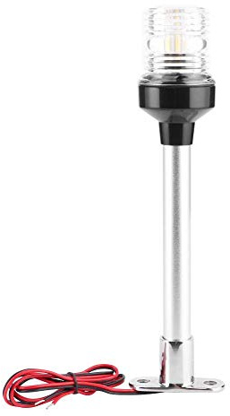 EVGATSAUTO Luz de señal de navegación, DC12V-24V/5W Luz de señal de navegación de barco Lámpara de popa de ancla redonda de 360 ​​grados IP66 Blanco(10inch)