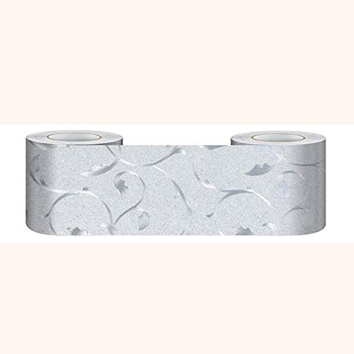ANGANGAN Wallpaper Border Silver Vine Self Adhesive Wall Stickers Border Removable Waterproof Wallpaper Decal Decoration for Living Room Bathroom Kitchen Tiles 5X500CM