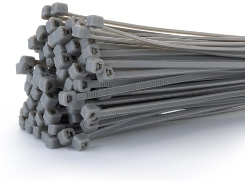 Fix&Easy Kabelbinder Set 175 tlg. Silber grau passend zu RAL 7005 Mausgrau 2,5x100mm + 2,5x200mm + 3,6x300mm 100 + 50 + 25 Stück Doppelstabmatten Zaun Sichtschutz