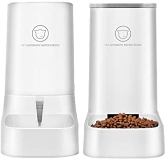 Koomuao Distributeur Croquettes Automatiques de Nourriture et d'eau pour Chats et Chiens, PP Plastique Fontaine Mangeoirs et Abreuvoirs Accesoires Gamelle Chat/Chien (Bol d'alimentation/d'eau)
