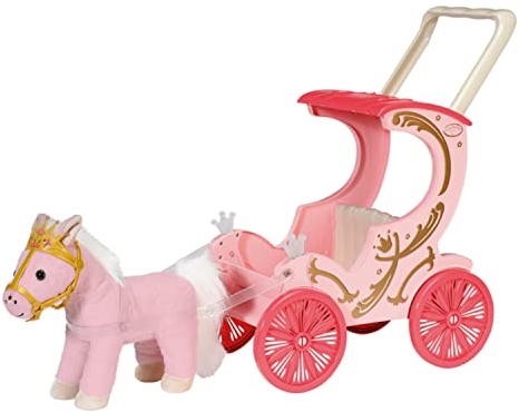 Baby Annabell Little Sweet Kutsche und Pony, 2-in-1 Puppenwagen und Kutsche mit Plüschpony, Lichteffekten und abnehmbarem Schiebegriff, 707210 Zapf Creation