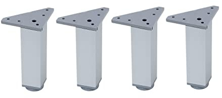 Pack 4 Patas Mueble, Aluminio Cocinas, Base Regulable en 2 mm, Perfil Aluminio Medida 40x40 Soporte Atornillable, Color Plata Mate, Cocinas Muebles,Armarios