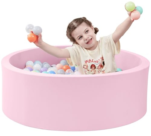 SHJADE Ball Pit for Toddlers, 35.4x 11.8 Foam Ball Pits, Indoor Soft Round Baby Playpen for Children, Ideal Gift for Toddlers, Pink, (Balls not Included)