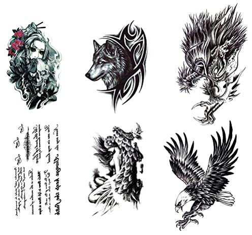 Stakee Autocollants De Tatouage Temporaire 6 Draps Dragon Tatoue Décalage Corporel Art Tatouage Animal Tatouage pour Jambe De Poitrine De Bras