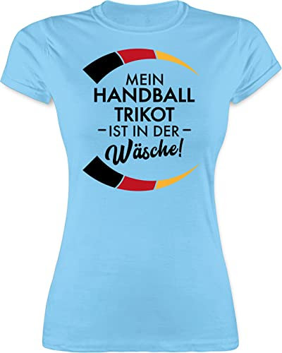 Shirt Damen - 2026 - Mein Handball Trikot ist in der Wäsche - Lustig Handball WM EM Spruch Trikot Ersatz Witzig - L - Hellblau - 2022 Tshirt Handball+sprüche t-Shirt 2024 Ball